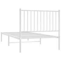 Bedframe met hoofdbord metaal wit 90x200 cm - thumbnail