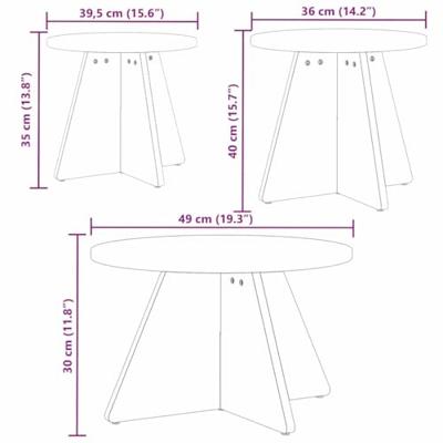 Salontafel 3 pcs Naturel 49 x 49 x 30 cm Massief grenenhout
