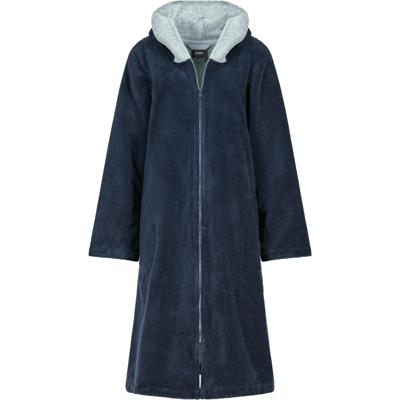 Cawö Cawo Dames Home Badjas met Capuchon en ritssluiting Doubleface 841 44/46 sea
