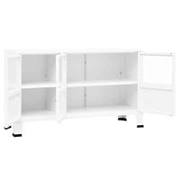 Dressoir 105x35x62 cm metaal en glas wit - thumbnail