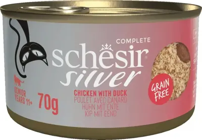 Schesir silver kip en eend bouillon 70g