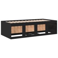 Slaapbank met lades zonder matras 100x200 cm zwart - thumbnail