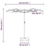 VidaXL Parasol dubbel dak 316x240 cm azuurblauw - thumbnail