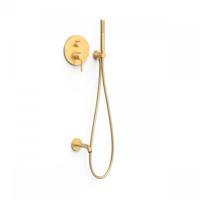 Badkraan Inbouw Tres Study Exclusive met Staafhanddouche, Wanduitloop en Mengkraan Rapid Box Mat Goud - thumbnail