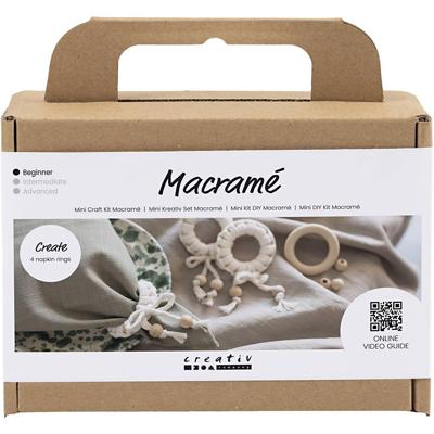 Creativ Company Mini hobbyset macramé, servetring, off white, 1 doos