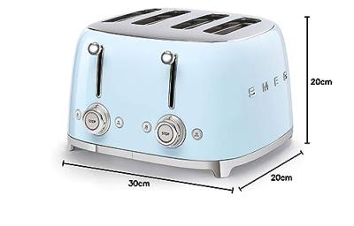 Smeg TSF03PBEU broodrooster 4 snede(n) Blauw 2000 W Smeg TSF03PBEU broodrooster 4 snede(n) Blauw 2000 W