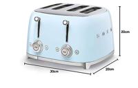 Smeg TSF03PBEU broodrooster 4 snede(n) Blauw 2000 W - thumbnail