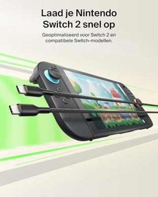 USB-C naar USB-C gamingkabel - BELKIN - Nintendo Switch 2 - 60 W - Zwart