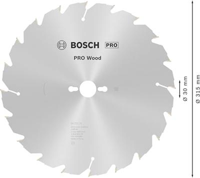 Bosch Professional Cirkelzaagblad voor Hout | PRO Wood | Ø 315mm Asgat 30mm 20T - 2608640701