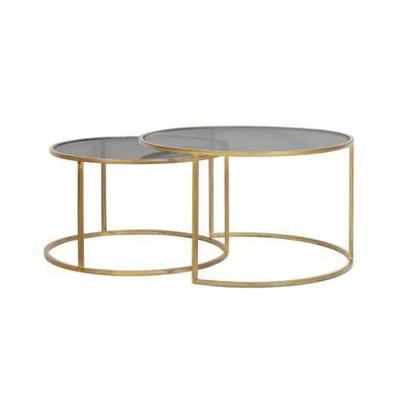 Light & Living Salontafel 'Duarte' Set van 2 stuks, kleur Goud/Smoke