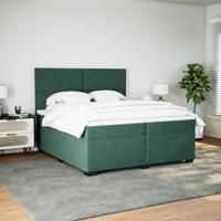 Boxspring met matras fluweel donkergroen 200x200 cm - thumbnail