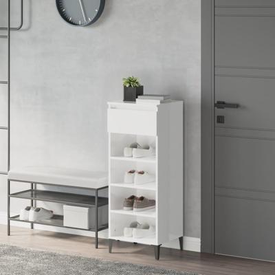 VidaXL Schoenenrek 40x36x105 cm bewerkt hout hoogglans wit