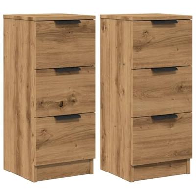 Dressoirs 2 st 30x30x70 cm bewerkt hout artisanaal eikenkleur Dressoirs 2 st 30x30x70 cm bewerkt hout artisanaal eikenkleur