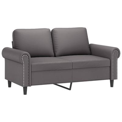 2-delige Loungeset met kussens kunstleer grijs - thumbnail