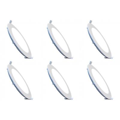 LED Downlight Slim 6 Pack - Inbouw - 6W - Helder/Koud Wit 6400K - Rond - Mat Wit - Aluminium - Ø120mm