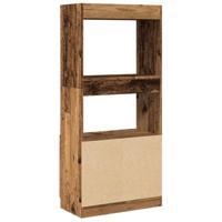 Hoge kast 63x33x140 cm bewerkt hout oud houtkleurig - thumbnail
