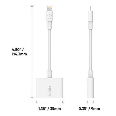 Belkin 3,5 mm Audio + Charge Rockstar (iPhone Aux-adapter/iPhone-oplaadadapter), wit