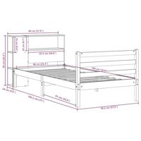 Bed met boekenkast zonder matras grenenhout wit 90x190 cm - thumbnail