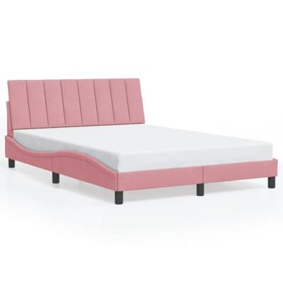 Bedframe met LED-verlichting fluweel roze 120x200 cm