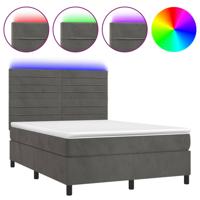 Boxspring met matras en LED fluweel donkergrijs 140x190 cm - thumbnail