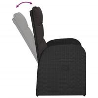 Tuinstoelen 2 st verstelbaar met kussens poly rattan zwart - thumbnail