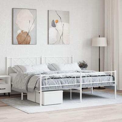 Bedframe met hoofd- en voeteneinde metaal wit 183x213 cm
