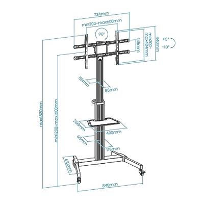 Muurbeugel TooQ FS1886M-B Zwart/Zilverkleurig 37" 1 Stuks