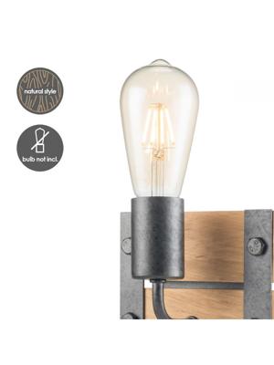 Light depot - wandlamp denton 1L - hout/burned metal - Outlet Light depot - wandlamp denton 1L - hout/burned metal - Outlet