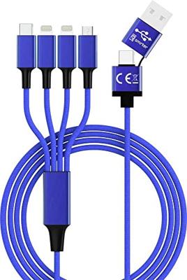 Smrter USB-laadkabel USB-A stekker, USB-C stekker, Apple Lightning stekker, Apple Lightning stekker, USB-micro-B stekker 1.20 m Navy-blauw SMRTER_ELITE_L_NB - thumbnail