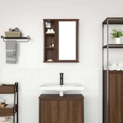 Badkamerwandkast met spiegel 50x21x60 cm bruin eikenkleurig
