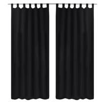 VidaXL Micro-satijnen gordijnen met ringen 140 x 245 cm 2 stuks (zwart) - thumbnail