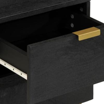 Nachtkastje 40x33x46 cm massief mangohout zwart