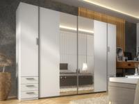 Kledingkast STORIA 4 deuren 6 lades wit met spiegel - thumbnail
