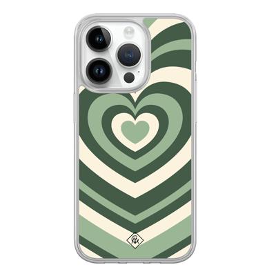 iPhone 14 Pro hybride hoesje - Groen hart swirl iPhone 14 Pro hybride hoesje - Groen hart swirl