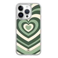iPhone 14 Pro hybride hoesje - Groen hart swirl - thumbnail