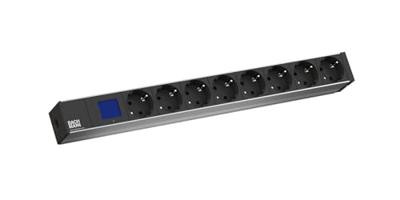 Bachmann 800.2054 19 inch Stekkerdoos voor patchkast 1 HE Geaarde contactdoos Vast inbouw Zwart
