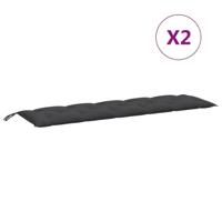 Tuinbankkussens 2 st 180x50x7 cm stof gemleerd antracietkleur - thumbnail