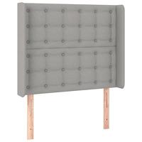 Hoofdbord met randen 83x16x118/128 cm stof lichtgrijs - thumbnail