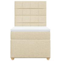 Boxspring met matras stof crèmekleurig 90x190 cm - thumbnail