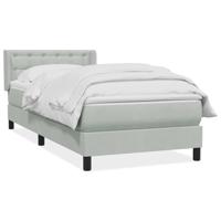 Boxspring met matras fluweel lichtgrijs 90x210 cm - thumbnail