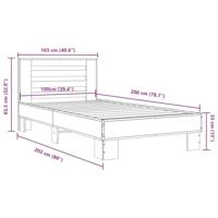 Bedframe bewerkt hout en metaal grijs sonoma eiken 100x200 cm - thumbnail