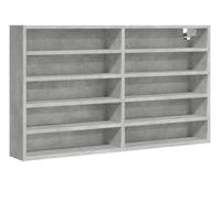 Vitrinekast 100x15x58 cm bewerkt hout betongrijs - thumbnail