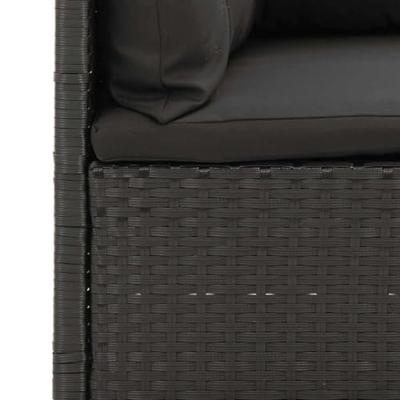 4-delige Loungeset met kussens poly rattan zwart