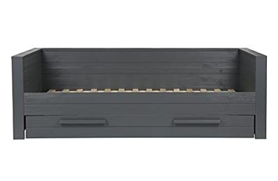 WOOOD Dennis bedbank (excl lade) geborsteld grenen [fsc] (Kleur: metaalgrijs)