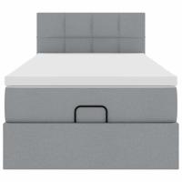 Ottoman bed met matras en LED's 90x190cm stof lichtgrijs - thumbnail