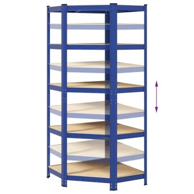 VidaXL Hoekrek 5-laags staal en bewerkt hout blauw