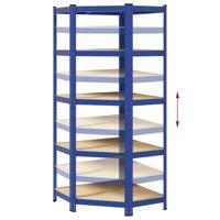 VidaXL Hoekrek 5-laags staal en bewerkt hout blauw - thumbnail