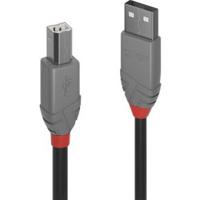 LINDY 36671 USB-kabel USB 2.0 USB-A stekker, USB-B stekker 0.50 m Zwart, Grijs - thumbnail
