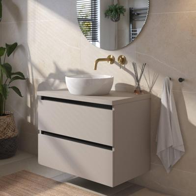 Saqu Gaia badmeubel incl. afdekblad 80x51x62cm mat greige - zwarte greeplijst