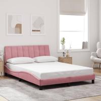 Bedframe met hoofdeinde fluweel roze 140x190 cm - thumbnail